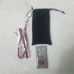 Ray-Ban Sunglass and Eyewear Case with Microfiber Cloth and Red Strap